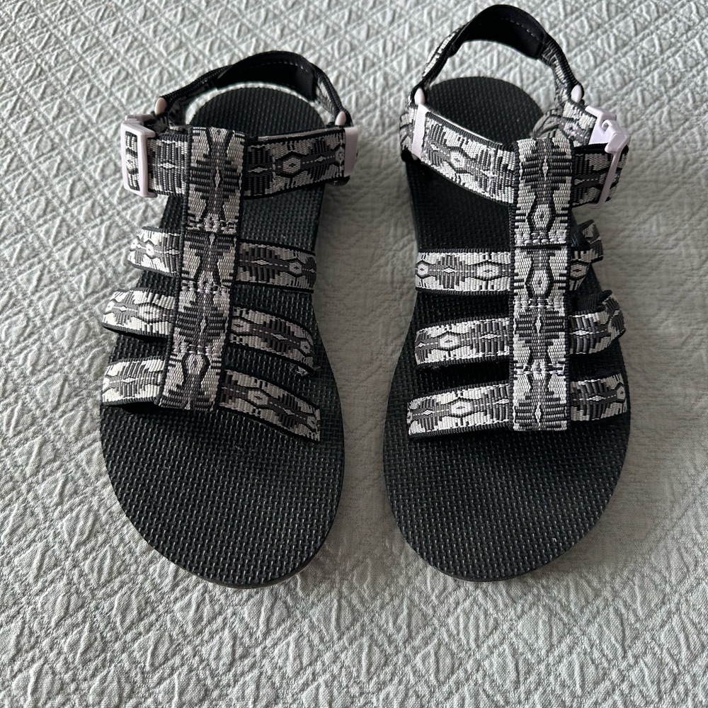 Teva Black & White Patterned Strappy Sandals